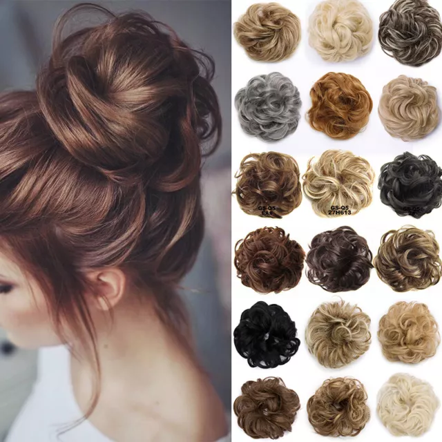 Natural Messy Bun Scrunchie Thick Hair Peice Curly Chignon Updo Hair Extension 5