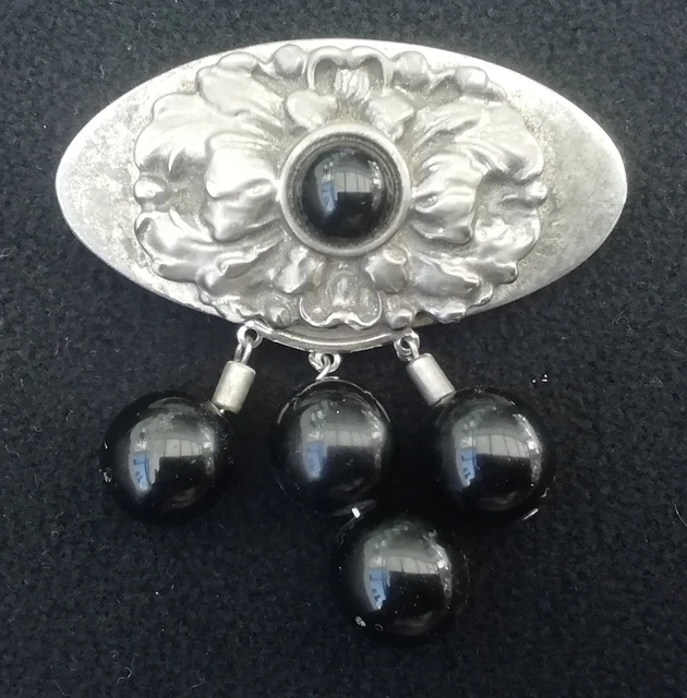 Broche Vintage Perle Métal Argenté Ref H929