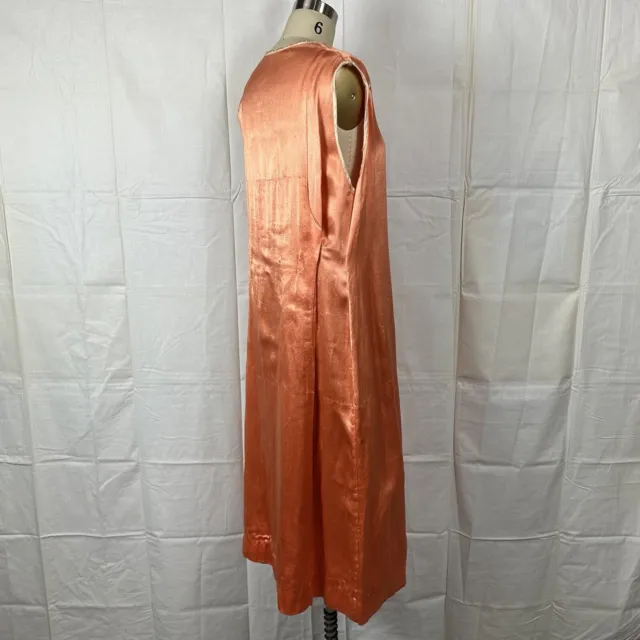 Vintage/ Antique Shiny Orange Satin Dress W/ Pleats