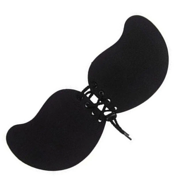 Reggiseno estivo push up coppa con cordino un reggiseno in silicone autoadesivo invisibile (nero)