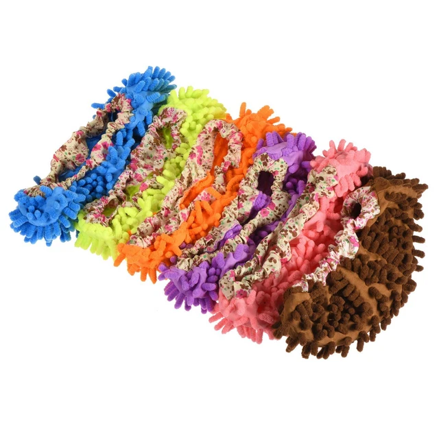 12pcs Washable Cleaning Shoes Cover Multifunction Chenille Dust Mop Slippers