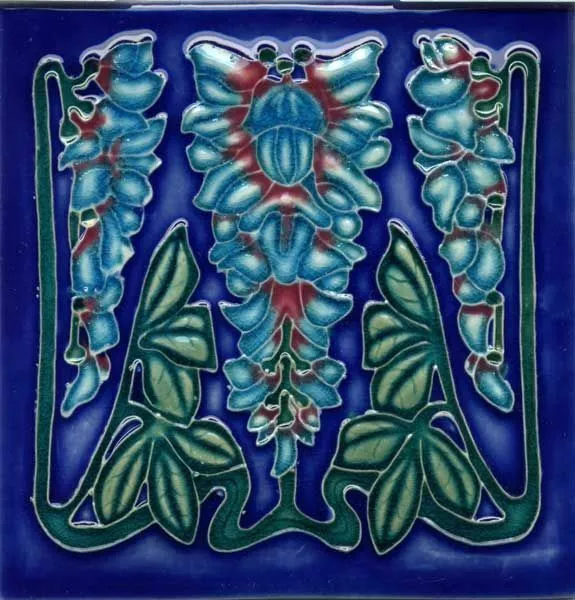 Art Nouveau Vintage Ceramic Tile Rare Reproduction Majolica Alfred Meakin UK