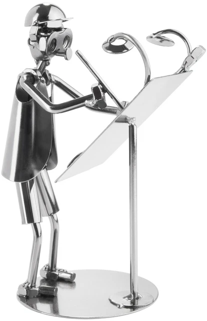 BRUBAKER Pompier En Vis & Métal - Figurine Porte-Bougie Artisanale - Cadeau Idéal Pompier