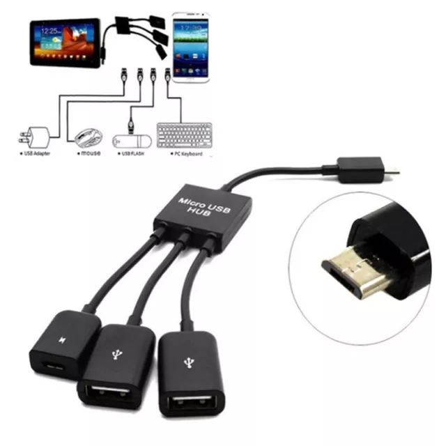 3/4Port Micro USB Data Power Charging OTG Hub Cable For Android Tablet Phone -wf
