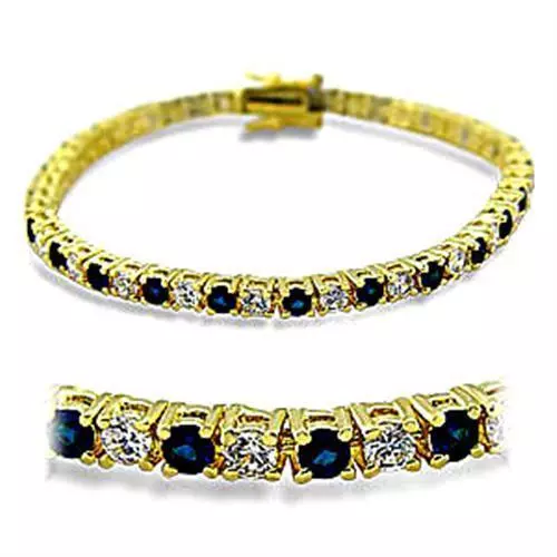 Ladies sapphire tennis bracelet cz blue 7 inch 18kt cubic zirconia realistic 903