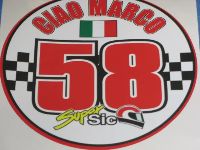 Marco Simoncelli 58 "ciao marco" bike sticker decal motogp 85mm