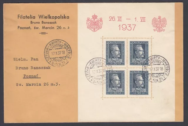 POLEN Block 3 (1937) auf Beleg 17.X.37