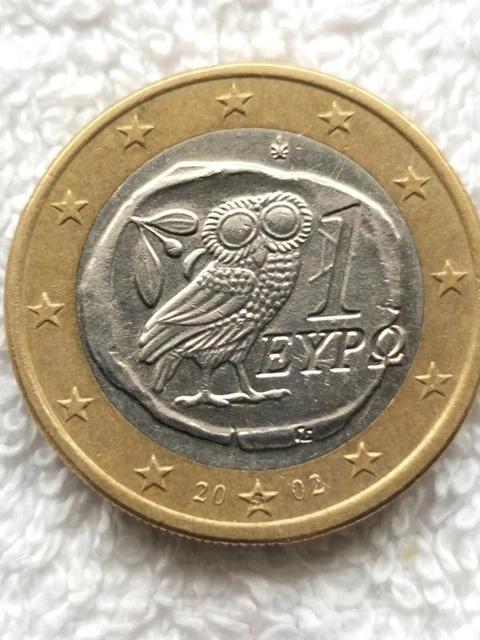 1 Euro Münze Eule Mit S Im Stern 1 EURO MÜNZE Griechenland 2002 Eule Fehlprägung mit ,, S " im Stern EUR