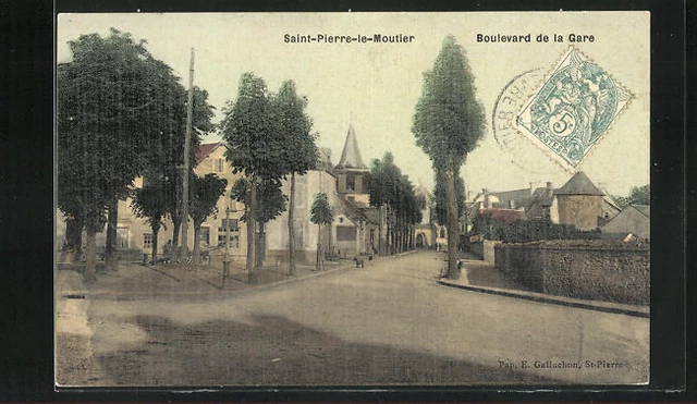 CPA Saint-Pierre-le-Moutier, Boulevard de la Gare 1906