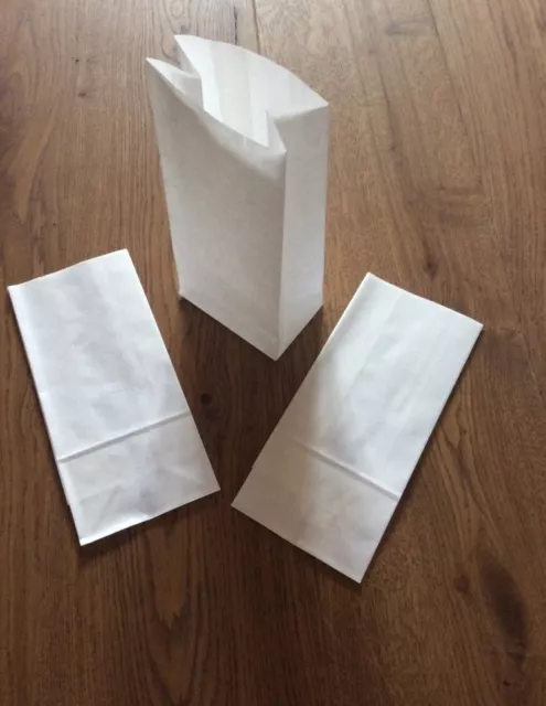 White Kraft Paper Block Bottom Sweet Bags Small and Large