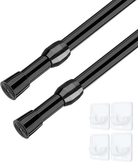 2Pcs Tension Curtain Rod - 26 to 39 Inch Adjustable Spring Tension Rods for Wind