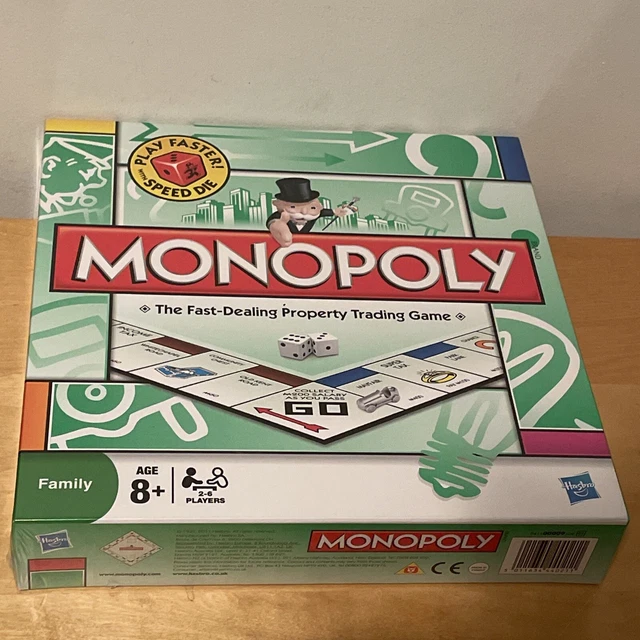HASBRO MONOPOLY Board Game with PLAY FASTER SPEED DIE New and Sealed £