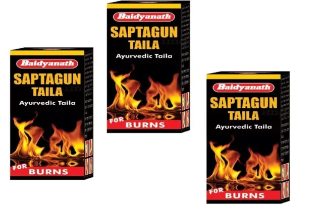 Baidyanath Saptgun Taila Pack de 3 (50 ml chacun) Usd pour brûlures,...