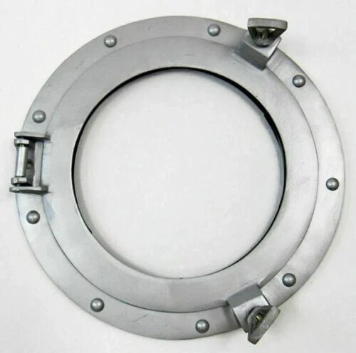 Glass 12 Inch Aluminum Finish Round Wall Decor Ship'S Cabin Porthole Window