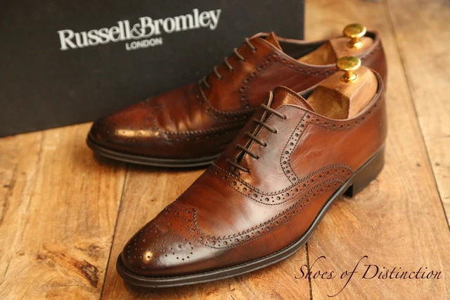 RUSSELL & BROMLEY Tan Brown Leather Derby Brogue Lace Up 