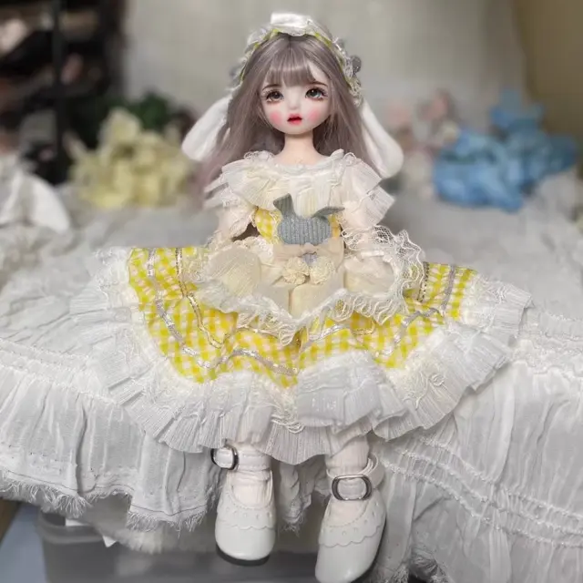 Cute Girl Ball Jointed Kids Gift Full Set 1/6 BJD Doll Toys Eyes Dress Makeup