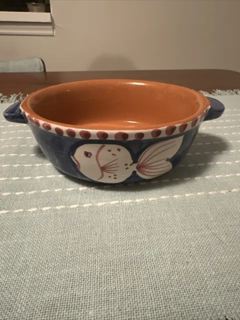 Solimene Vietri Italy Campagna Pesce Fish Pattern Blue Cereal Soup Bowl