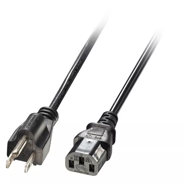 IEC Power Cord - USA US 3 Pin Plug to C13 IEC Mains Lead Cable 10A 1.5m length