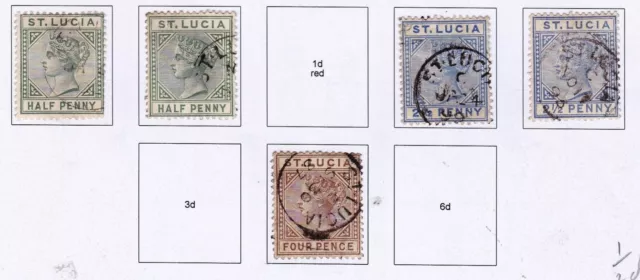 St Lucia 1882 5 values to 4d with shades   (J634f)