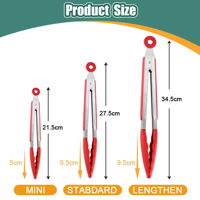 Silicone BBQ Grilling Tongs Kitchen Cooking Salad Bread Jig Pan Barbecue Clip