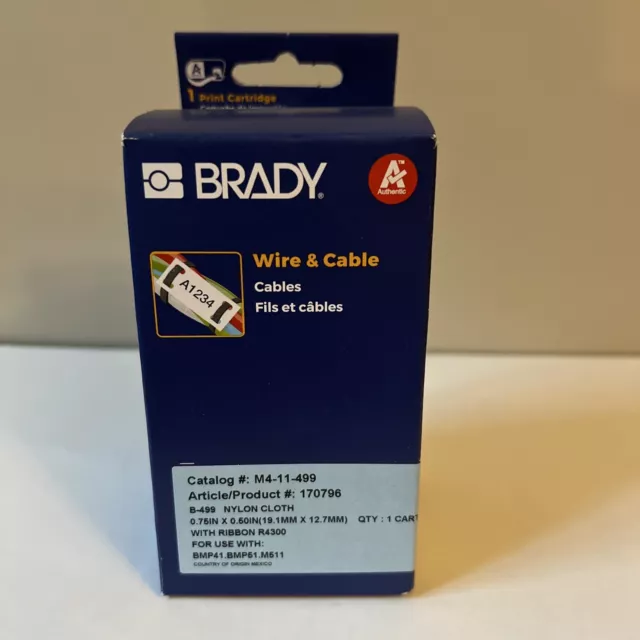 Brady M4-11-499 Wire And Cable Label,White,Matte Finish