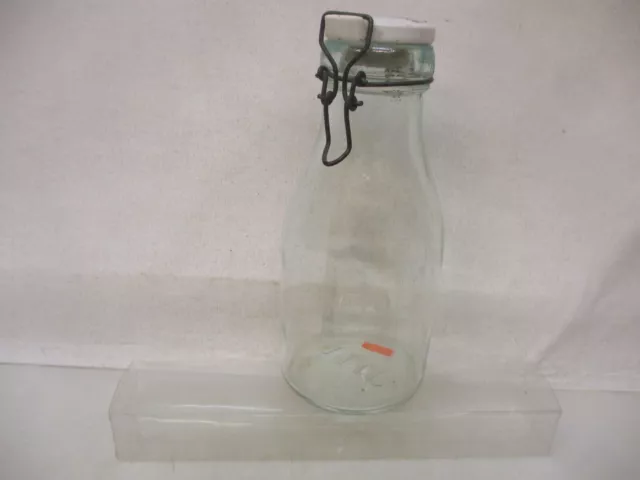 x-21033	Alte Antik Glasflasche mit Bügelverschluß " Salzstücke " H: ca. 240mm