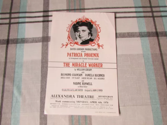 Patricia Phoenix in the Miracle Worker 1970 Alexandra Theatre Birmingham Flyer