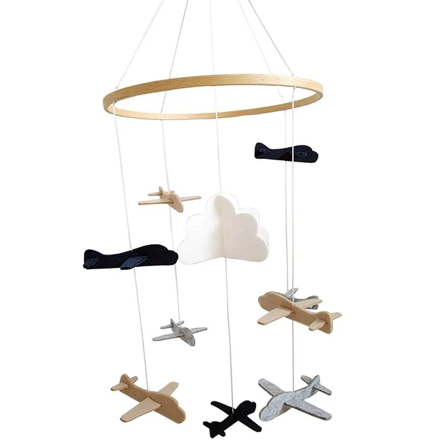 Aviones móviles cuna y decoración de guardería en la nube gris y blanco, azul marino, BabyH9V9