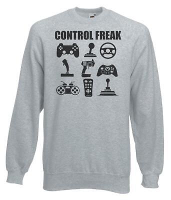 Unisex Grey "Control Freak" Old School Retro Gaming Pads Gamer Sweatshirt