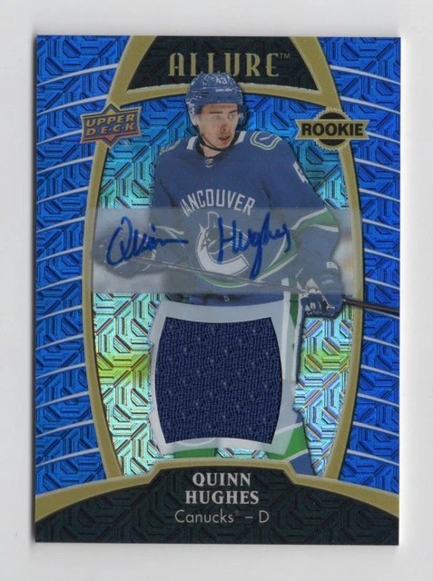 2019-20 UPPER DECK Allure Blue Line Auto Jersey /99 Quinn Hughes RC RPA