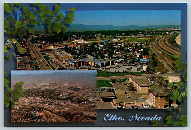 Postcard Elko Nevada NV Multi View Red Lion Inn Casino Aerial View Unposted 4x6