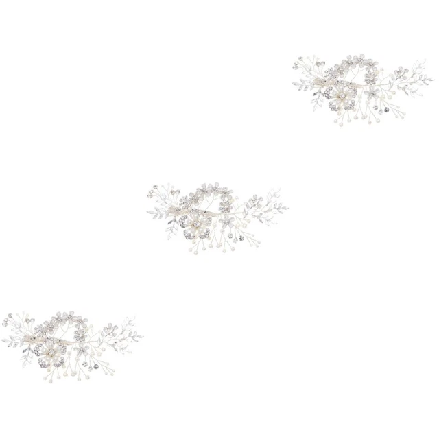 3 piezas Pieza de cabello del lado de la novia Headwear pedrería perla accesorios para el cabello