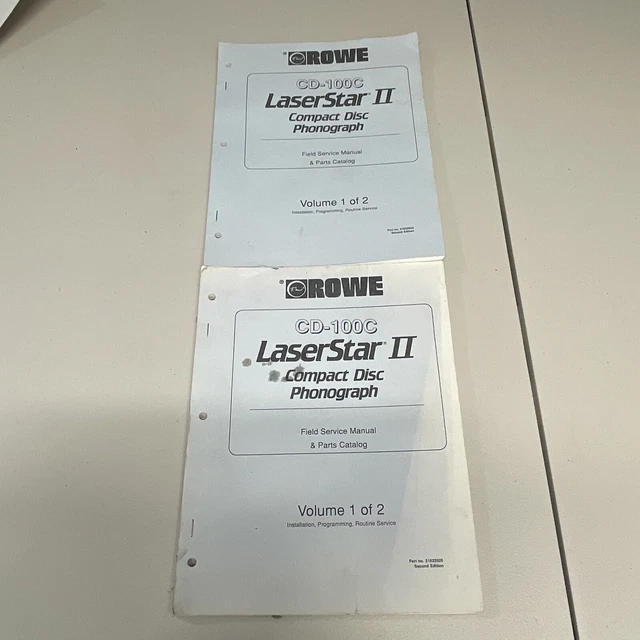 Rowe CD-100c Laserstar II Jukebox Field Service Manual & Parts Catalog Vol 1 & 2