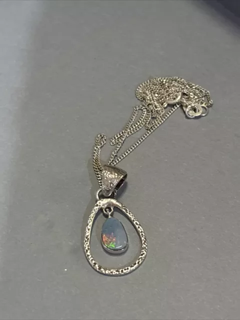 Solid Opal Women Natural Crystal Opal Pendant With 925 Solid Silver