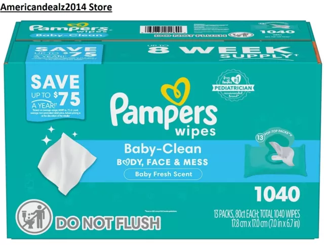 Pampers Scented Baby Wipes, Baby Fresh (1040 ct.) Hypoallergenic, 0% alcohol