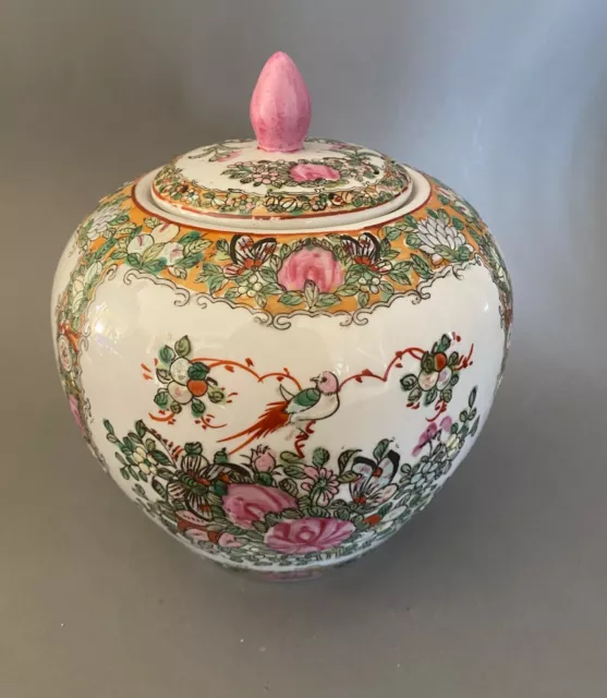 Ancien Pot À Gingembre Ou Thé En Porcelaine De Chine Famille "Rose "