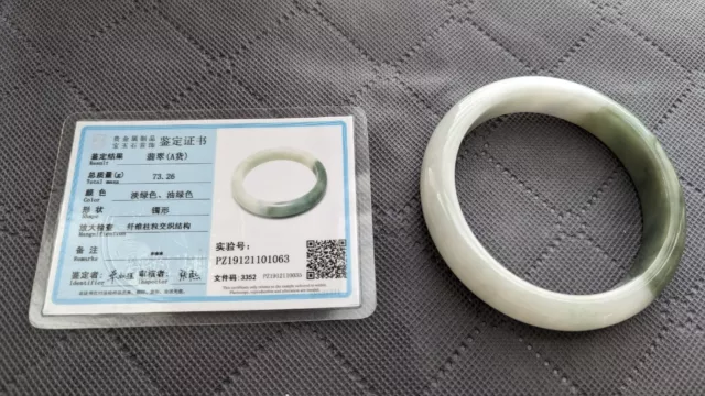 63mm Certified Grade A Natural Jadeite Jade Bangle Bracelet