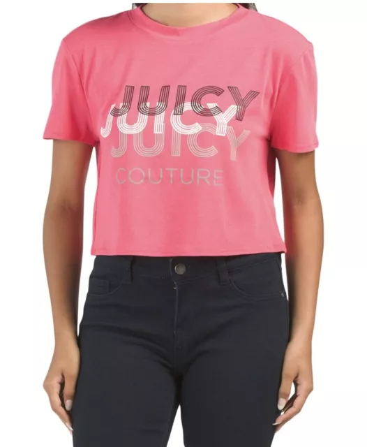 Juicy Couture Women's Logo Stroke Graphic T-Shirt  S M L Pink with Black Combo