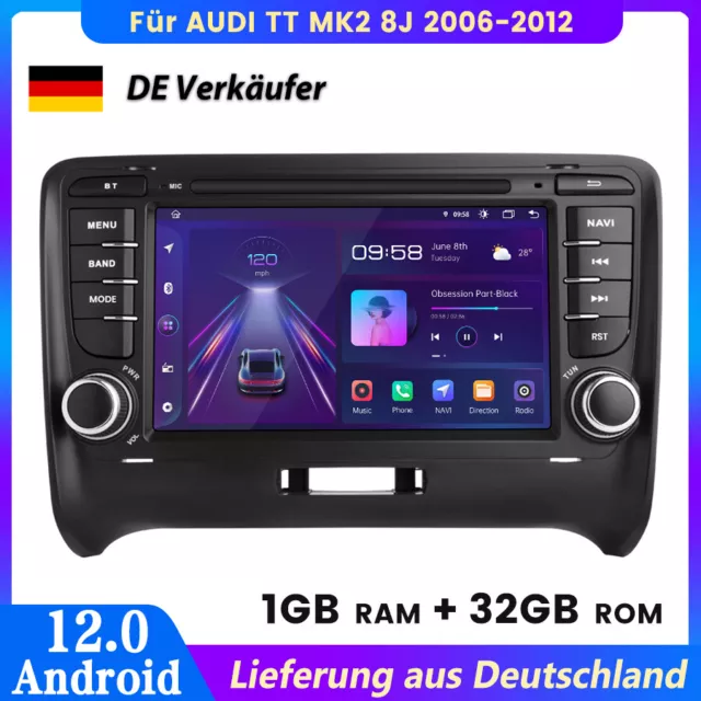 Android12 Autoradio Stereo GPS Navi WIFI Sat 1+32G Für AUDI TT MK2 8J 2006-2012