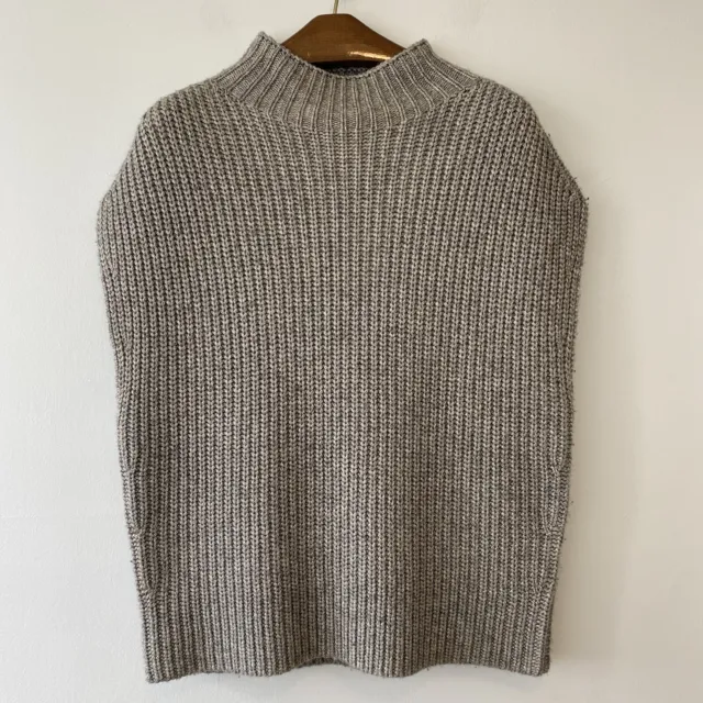Elie Tahari Sweater Medium Sleeveless Mock Neck Wool Metallic Ribbed Lagenlook