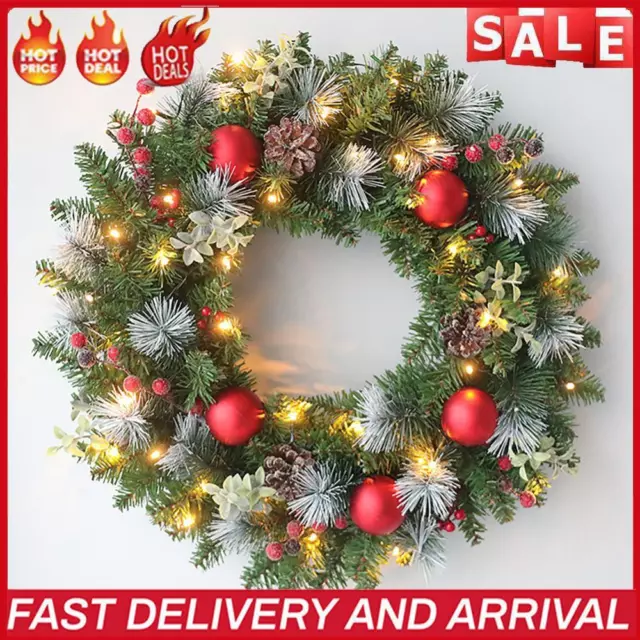 Christmas Lighted Berry Wreath 30/40CM Red Ball Wreath for Door Window Fireplace