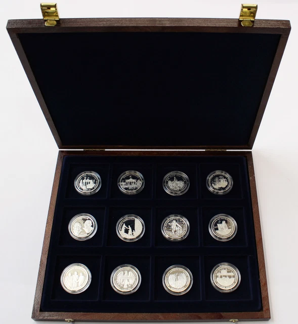 SAMMLUNG 12 SILBER Medaillen 999 Feinsilber 104,22g Einigkeit Recht und