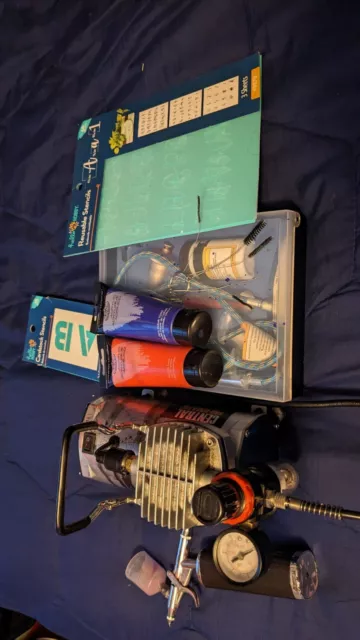 airbrush kit with compressor and Mini airbrush machine with stencils and paint