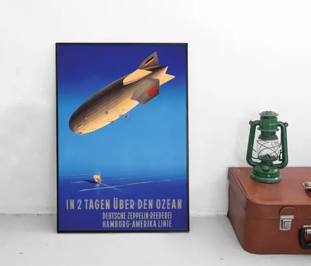 Poster Zeppelin In 2 Tagen über den Ozean / Plakat / 1930er / Luftfahrt