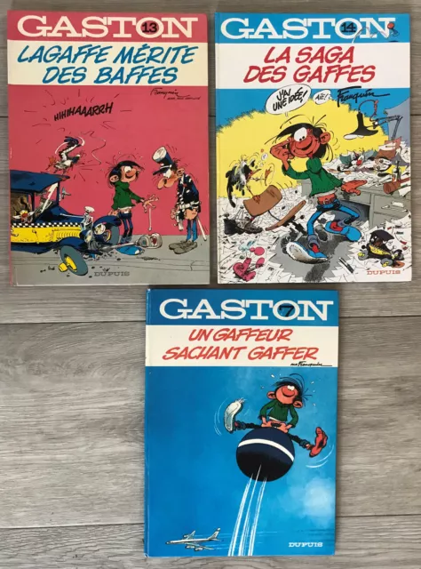 3 Bd Editions Originales Franquin Gaston Lagaffe N°7, 13, 14  1969 1979 1982