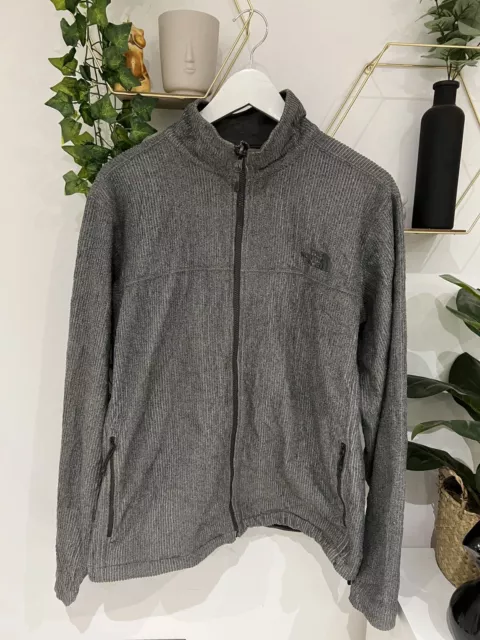 Felpa maglione vintage The North Face da uomo grigio pile cerniera intera, taglia L