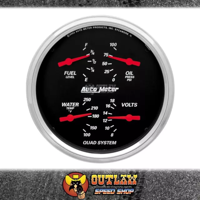 Autometer Gauge Kit Designer Black Quad Gauge 5" Temp Oil/Volt Fuel - Au1410