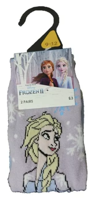 Girls Disney Princess FROZEN 2 Elsa Anna Pack of 2 Ankle Socks 4-5.5