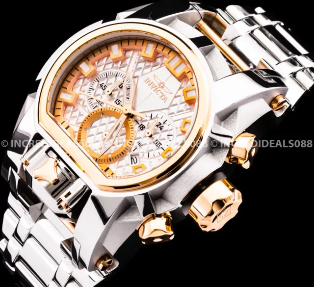 Invicta Men BOLT ZEUS MAGNUM Chronograph Rose Gold Silver GMT Polished Watch