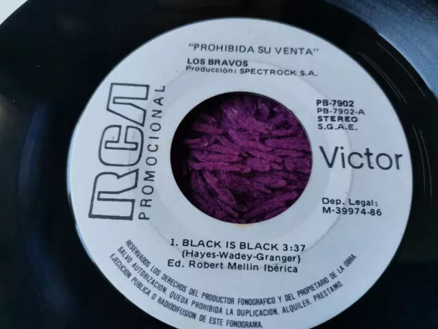 Los Bravos – Black Is Black  Vinyl 7" Single 1986 Spain PB-7902 PROMO